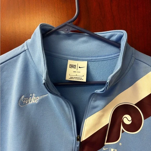 Nike Blue and White Quarter-Zip Pullover - Picture 2 of 7